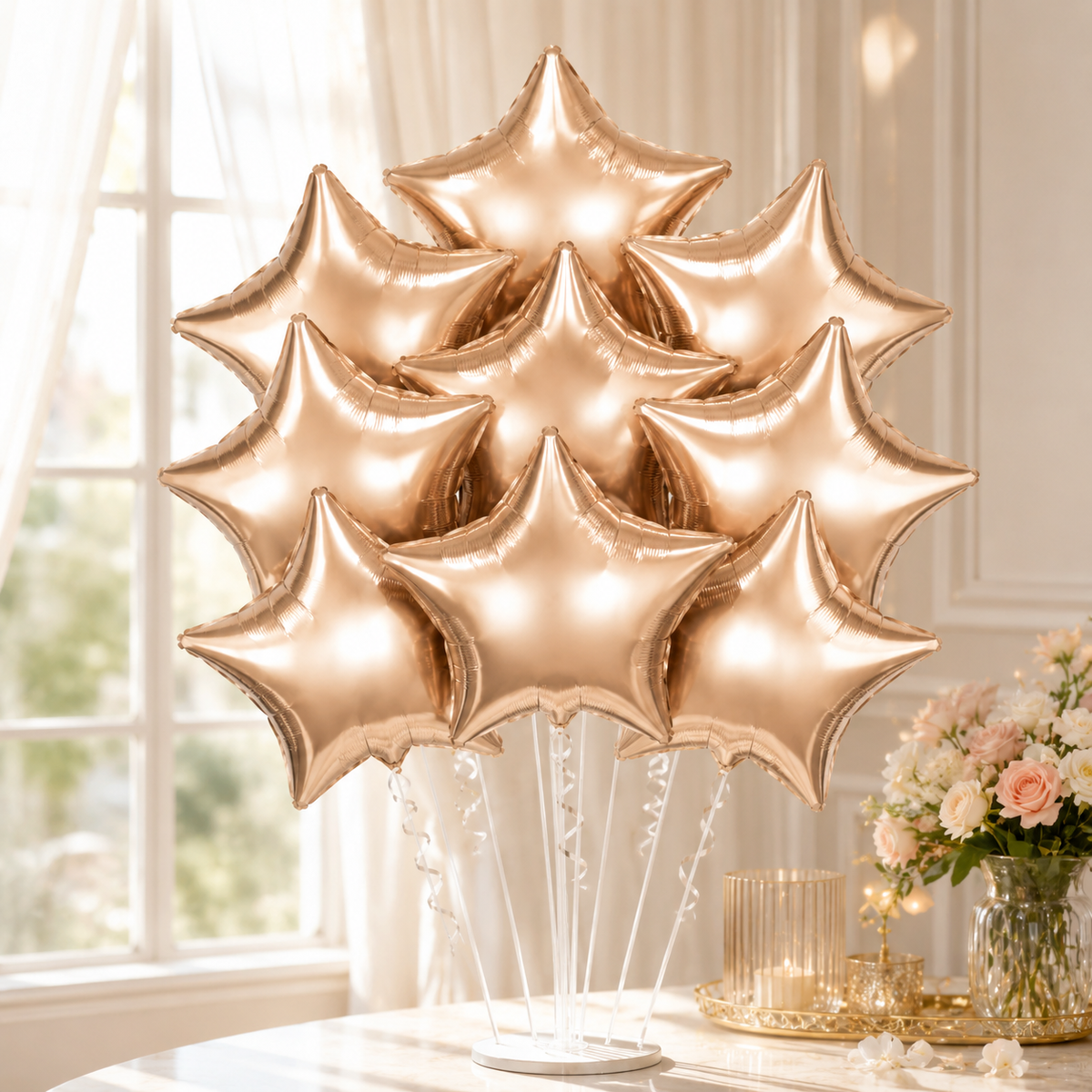 Champagne Gold Star Shaped Balloon Set - 10PC