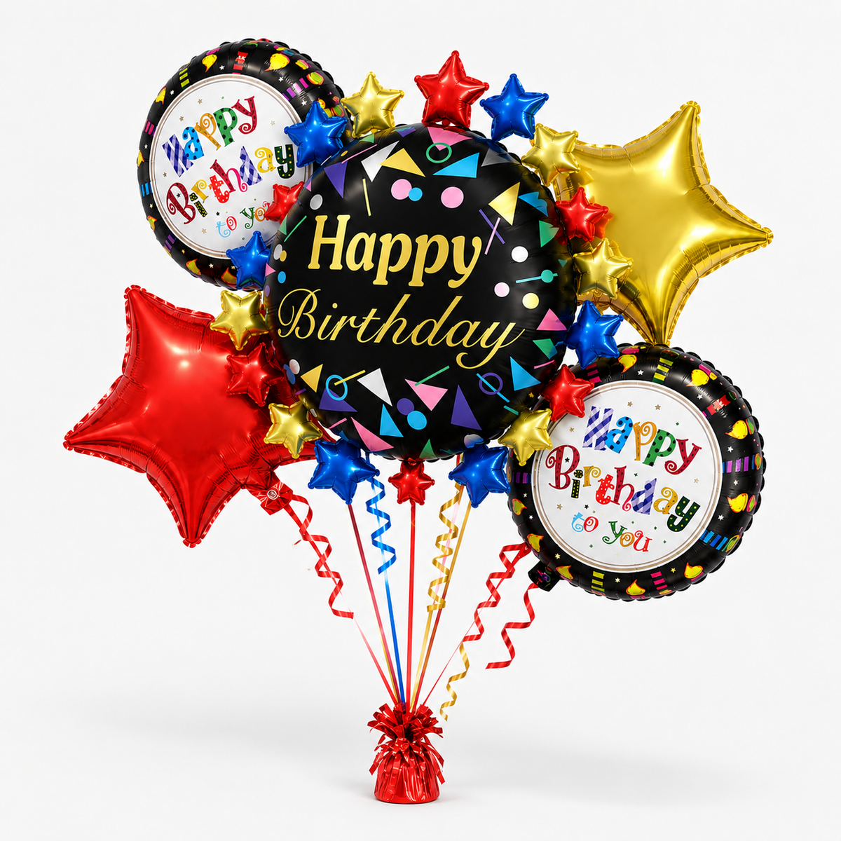 Zebra Print Happy Birthday Cake Shaped Balloon Bouquet Set - 5PC | Helium Filled and Delivers Inflated