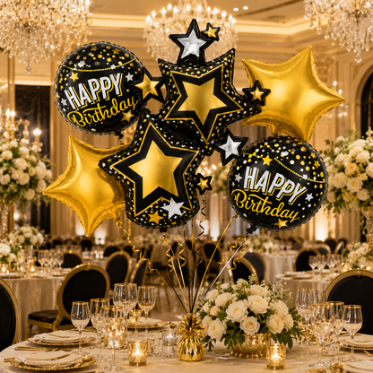 Hot Air Balloon Shaped Birthday Balloon Bouquet Set - 5PC | Helium Filled and Delivers Inflated