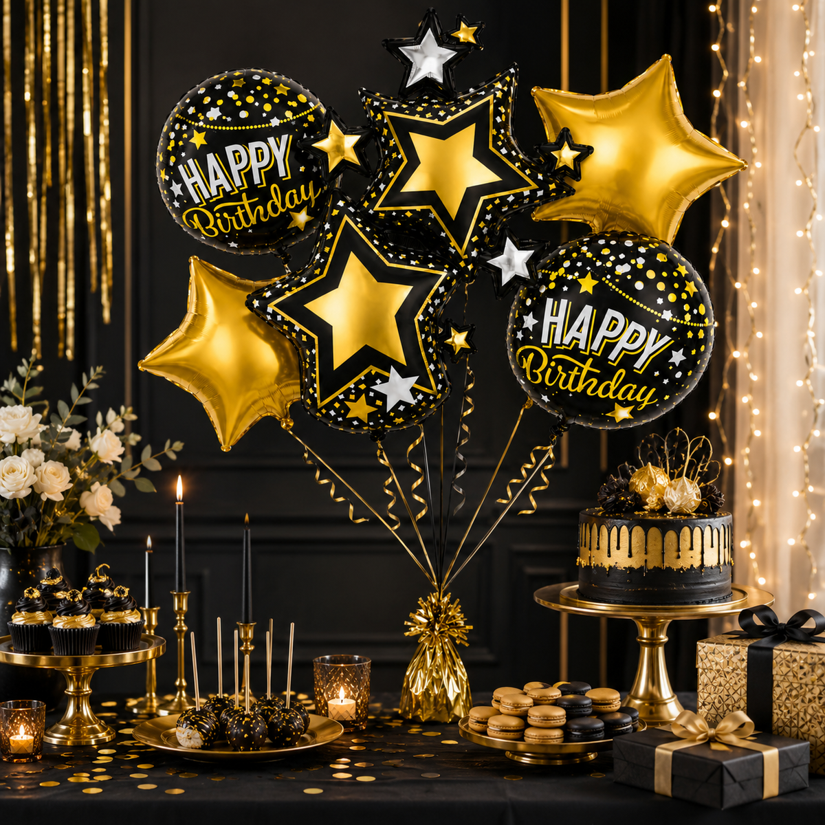 Hot Air Balloon Shaped Birthday Balloon Bouquet Set - 5PC | Helium Filled and Delivers Inflated