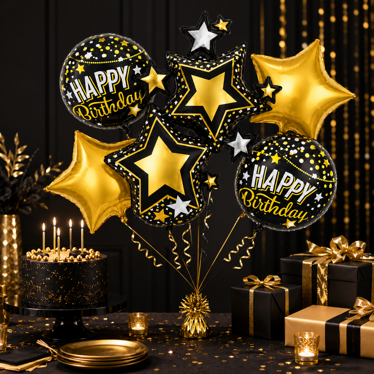 Hot Air Balloon Shaped Birthday Balloon Bouquet Set - 5PC | Helium Filled and Delivers Inflated