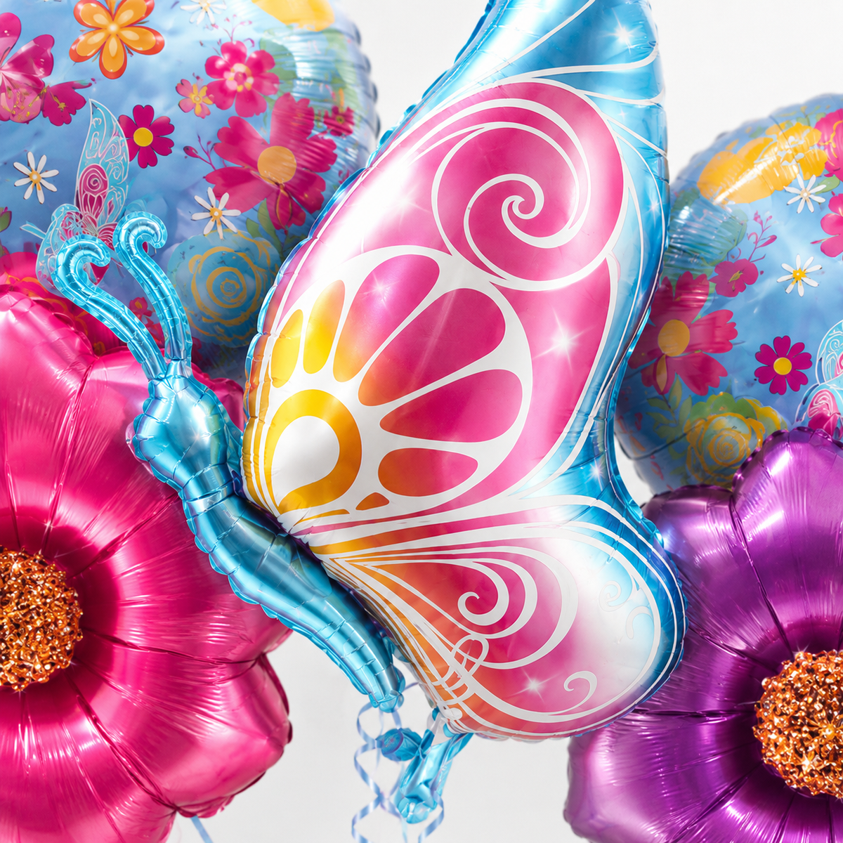 Pink Champagne Bottle Shaped Birthday Balloon Bouquet Set - 5PC | Helium Filled and Delivers Inflated