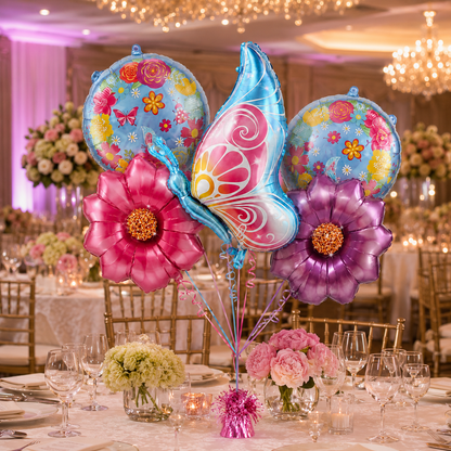 Pink Champagne Bottle Shaped Birthday Balloon Bouquet Set - 5PC | Helium Filled and Delivers Inflated
