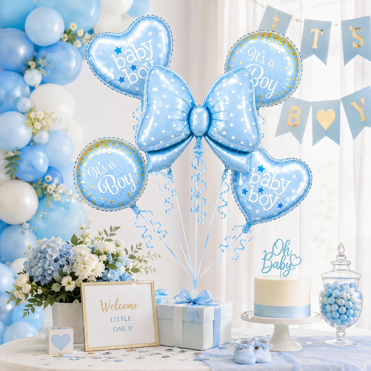 Butterfly and Flowers Shaped Balloon Bouquet Set - 5PC | Helium Filled and Delivers Inflated