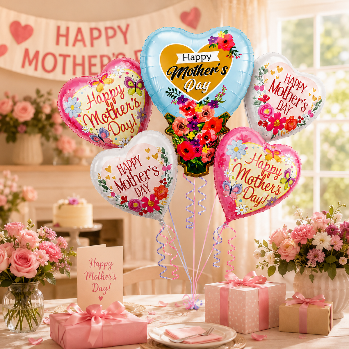 Jellyfish and Seashell Shaped Underwater Theme Bouquet Set - 5PC | Helium Filled and Delivers Inflated