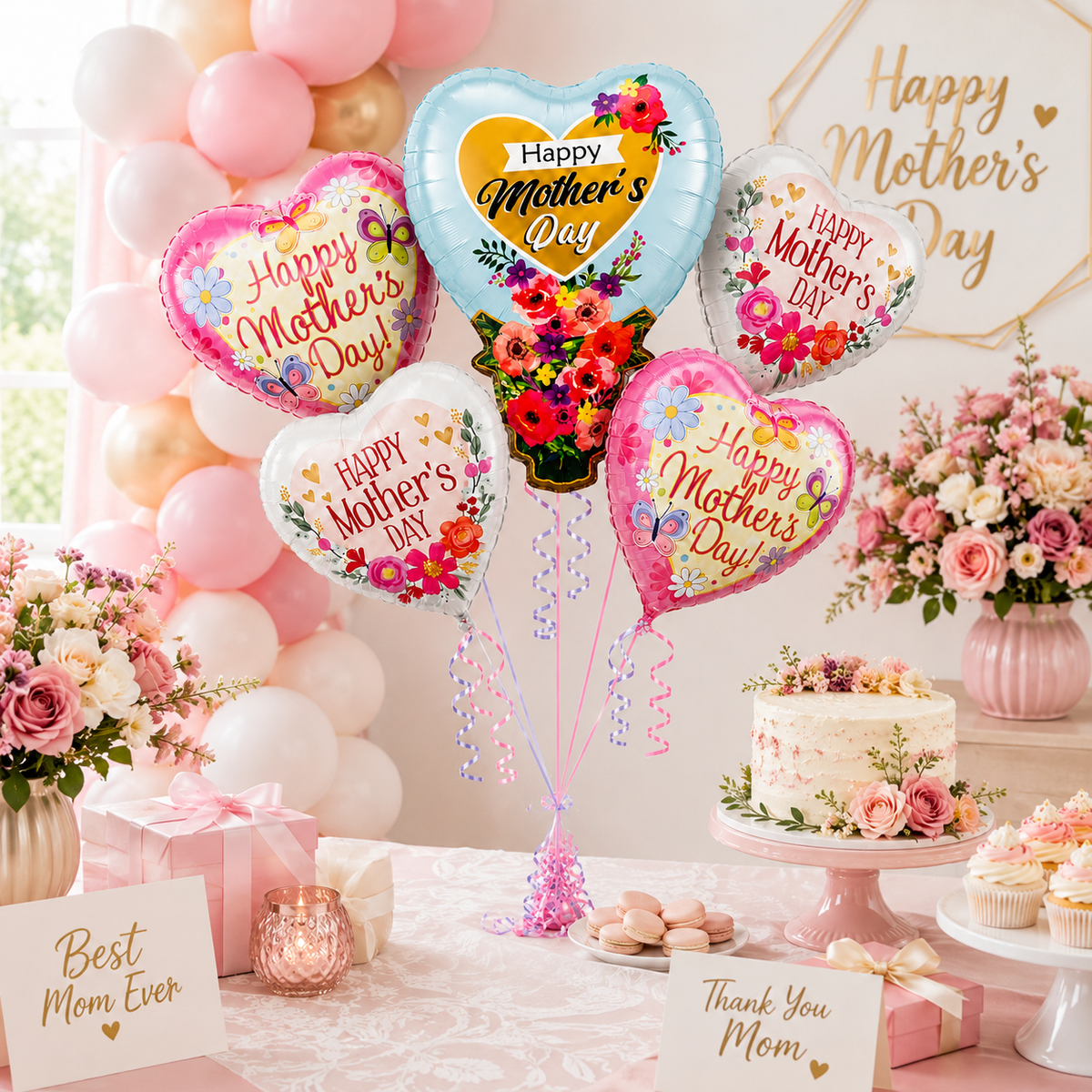 Jellyfish and Seashell Shaped Underwater Theme Bouquet Set - 5PC | Helium Filled and Delivers Inflated