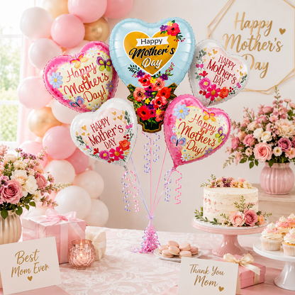 Jellyfish and Seashell Shaped Underwater Theme Bouquet Set - 5PC | Helium Filled and Delivers Inflated