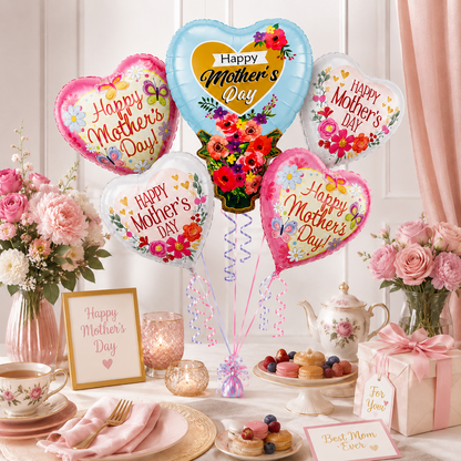 Jellyfish and Seashell Shaped Underwater Theme Bouquet Set - 5PC | Helium Filled and Delivers Inflated