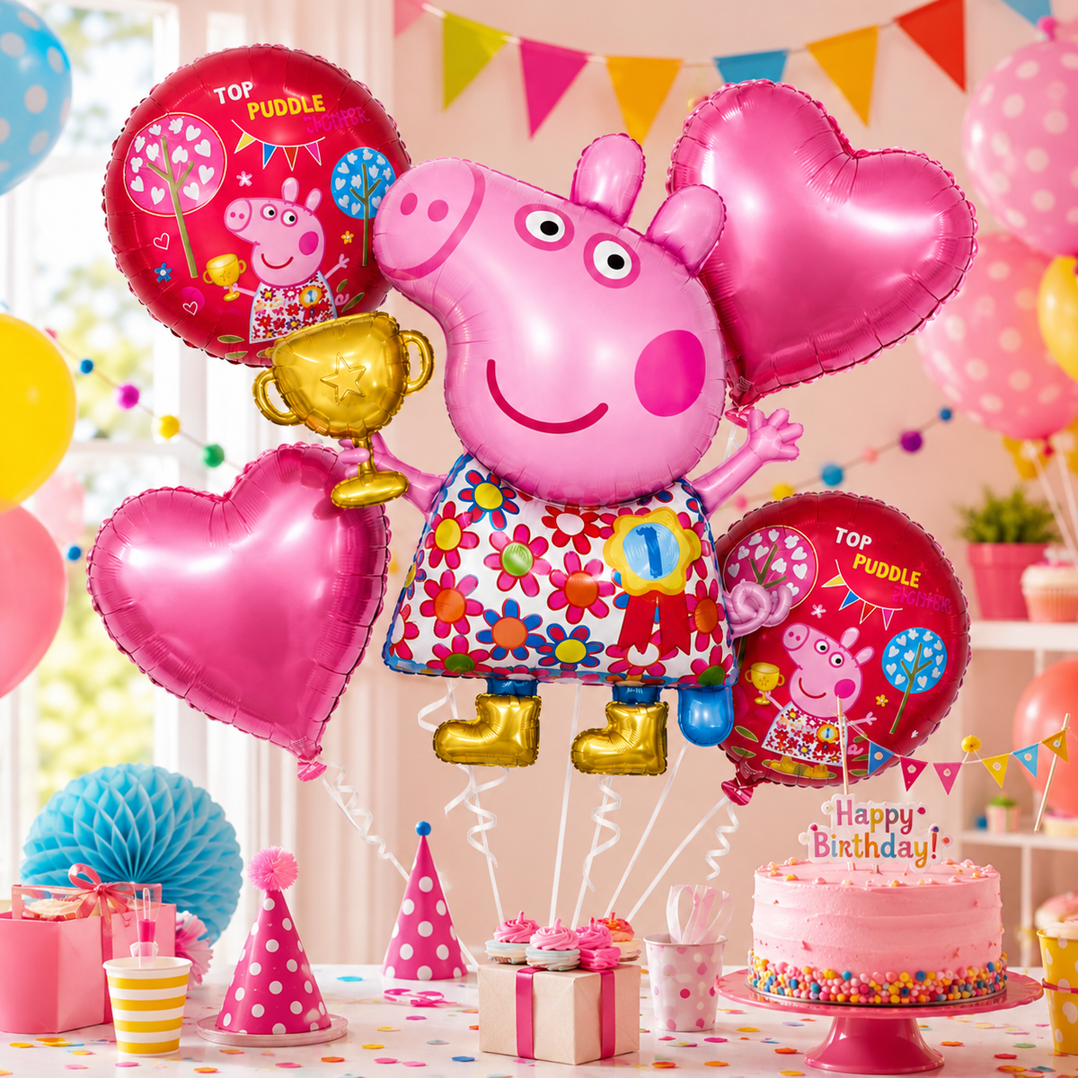 Happy Mothers Day Floral Bouquet Set - 5PC | Helium Filled and Delivers Inflated