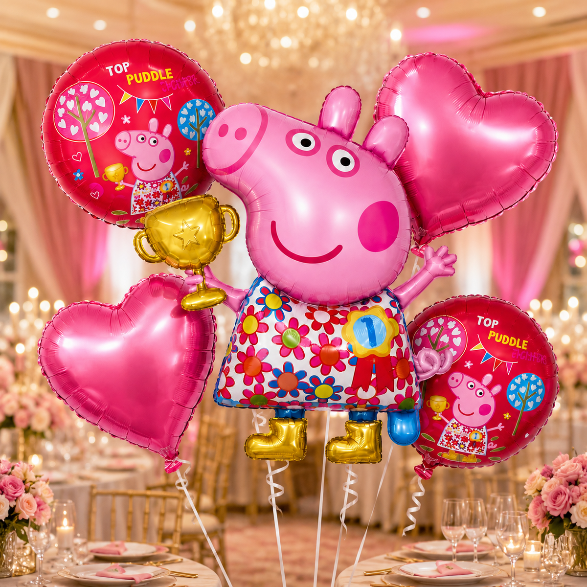 Happy Mothers Day Floral Bouquet Set - 5PC | Helium Filled and Delivers Inflated