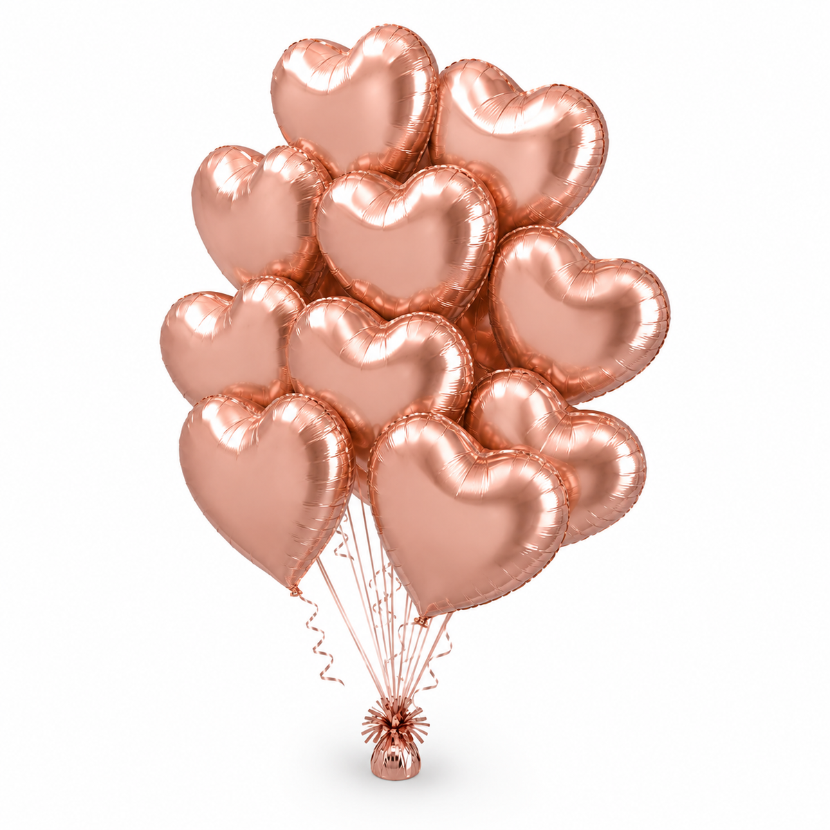 Rose Gold Heart Shaped Balloons 9 inches - 10PC