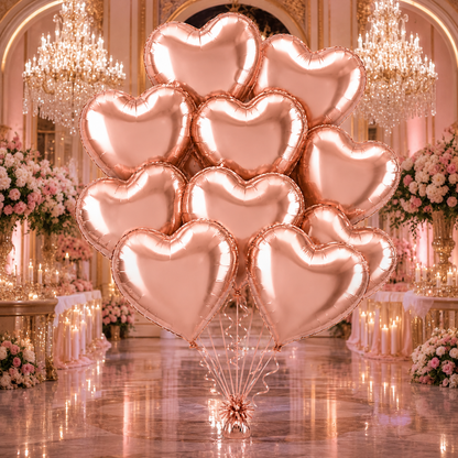 Rose Gold Heart Shaped Balloons 9 inches - 10PC