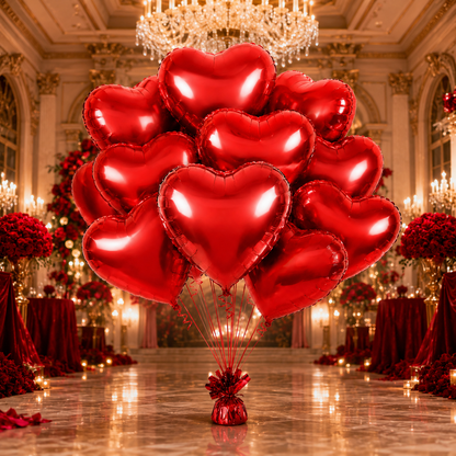Red Heart Shaped Helium Balloons - 10PC