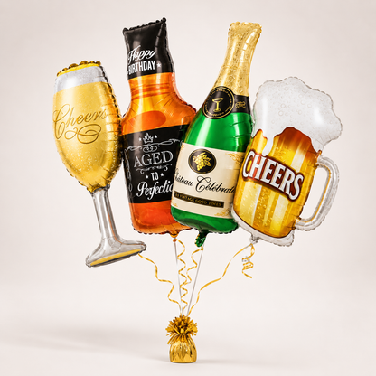 Adult Alcohol Bottles and Drinks Cheers Balloon Set - 4 PC