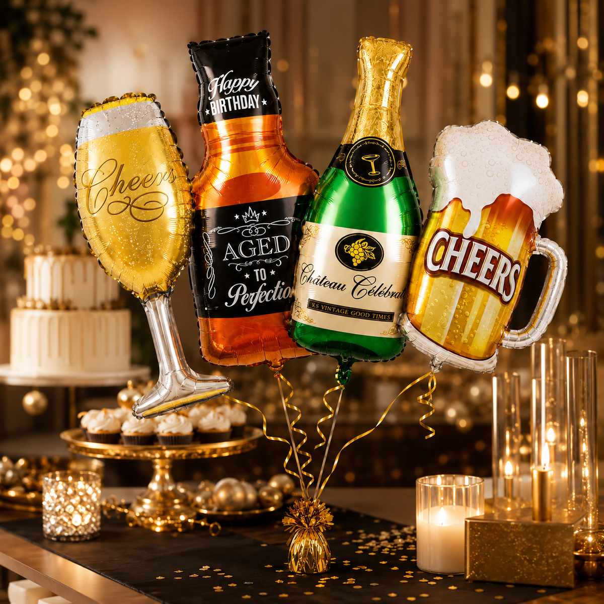 Adult Alcohol Bottles and Drinks Cheers Balloon Set - 4 PC