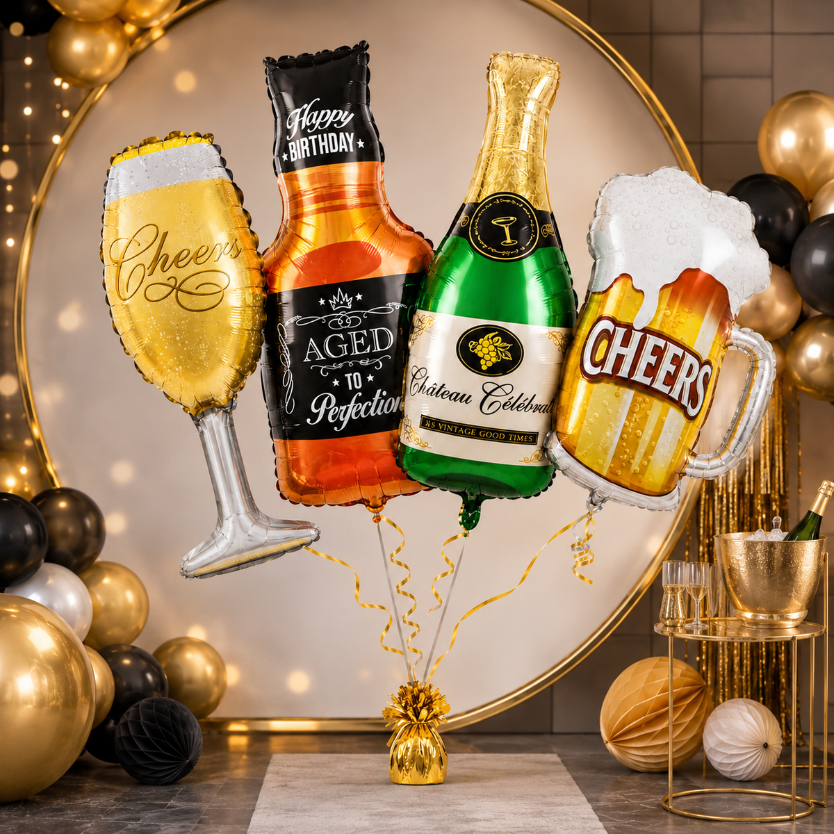 Adult Alcohol Bottles and Drinks Cheers Balloon Set - 4 PC