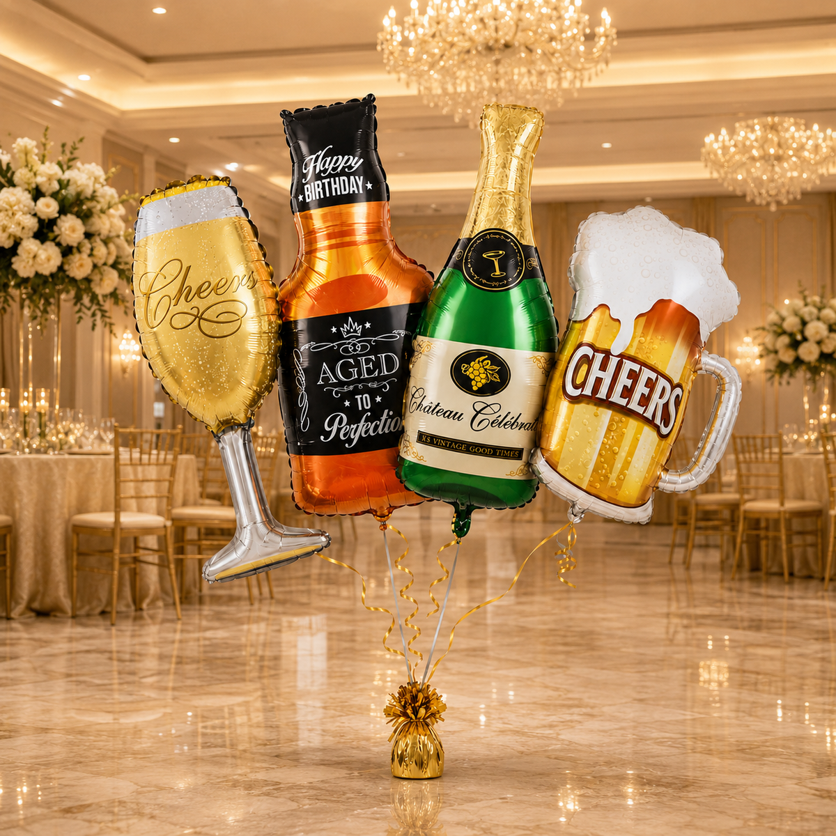 Adult Alcohol Bottles and Drinks Cheers Balloon Set - 4 PC