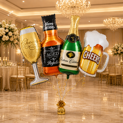 Adult Alcohol Bottles and Drinks Cheers Balloon Set - 4 PC