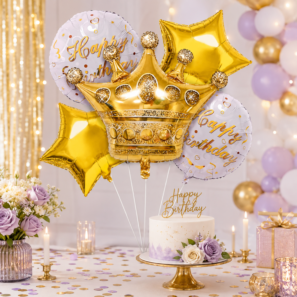 Crown Shaped Happy Birthday Balloon Set - 5PC