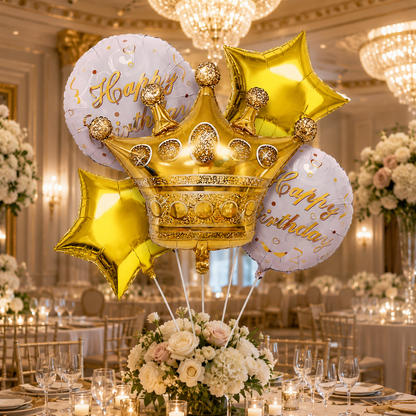 Crown Shaped Happy Birthday Balloon Set - 5PC