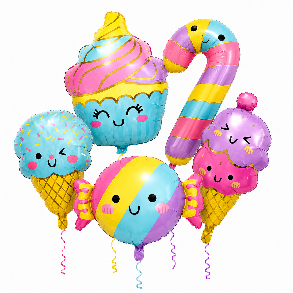 Candy and Icecream Shaped Foil Balloons Set - 5PC