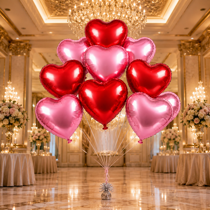 Red and Pink Heart Shaped Balloons - Set of 10 PC