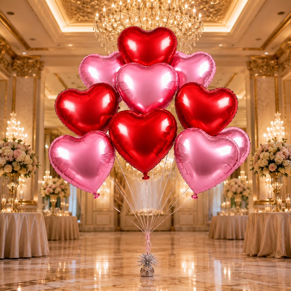 Red and Pink Heart Shaped Balloons - Set of 10 PC