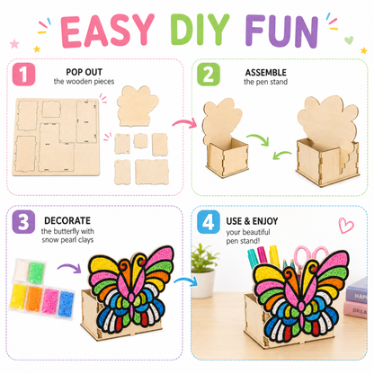 Butterfly DIY Pen Stand Kit - Clay Painting Craft for Girls | Wanna Party - Image 3