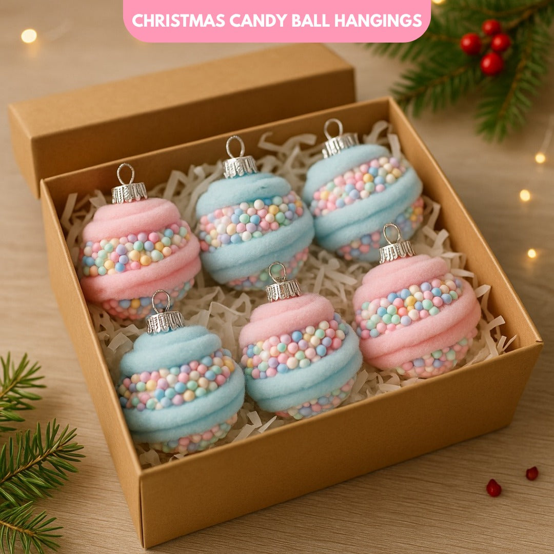 Christmas Candy Balls Tree Hangings - 6PC