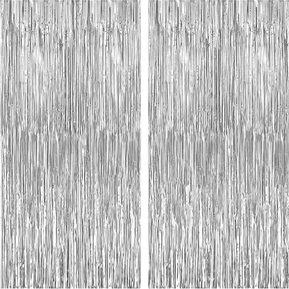 Silver Curved Effect Foil Curtain for Ceiling Decoration - 15FT X 1 FT - 1PC