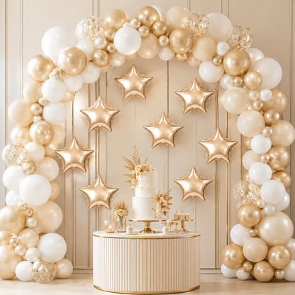 Champagne Gold Color Star Shaped Foil Balloon Set - 10PC | 18 inches | Helium Quality Balloons