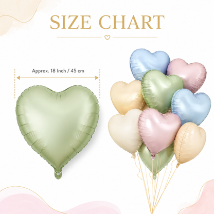 Pastel Macaron Color Heart Shaped Balloons Set - 10PC | 18 inches | Helium Quality Balloons