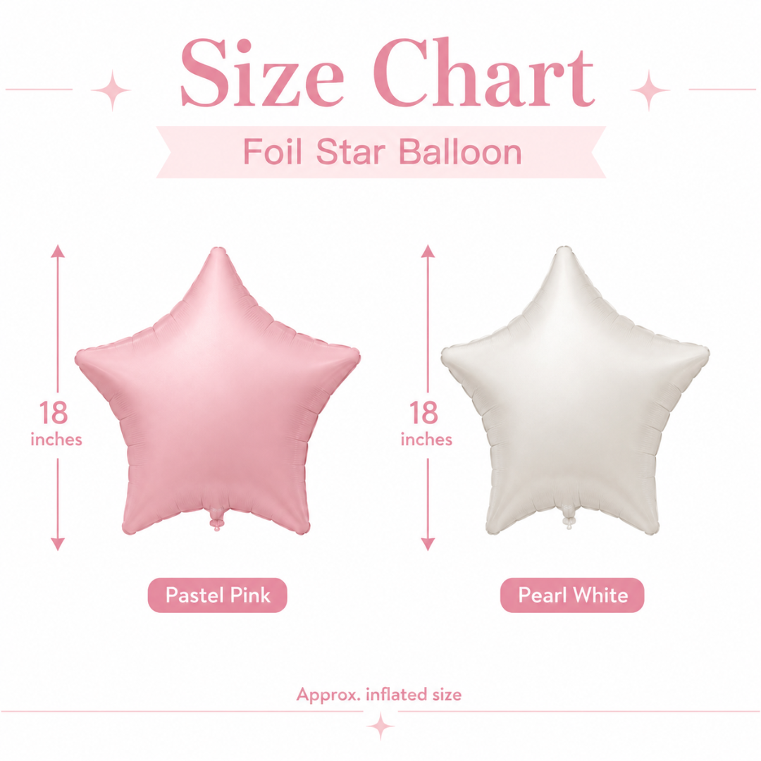 Pastel Pink & Pearl White Star Shaped Balloons Set - 10PC | 18 inches | Helium Quality Balloons