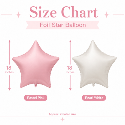 Pastel Pink & Pearl White Star Shaped Balloons Set - 10PC | 18 inches | Helium Quality Balloons