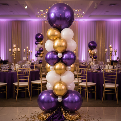 Purple Chrome Balloon - Balloon Column Centrepiece