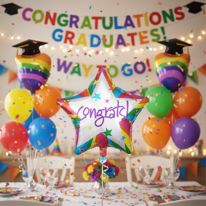 Rainbow Congrats Balloon - Graduation Party