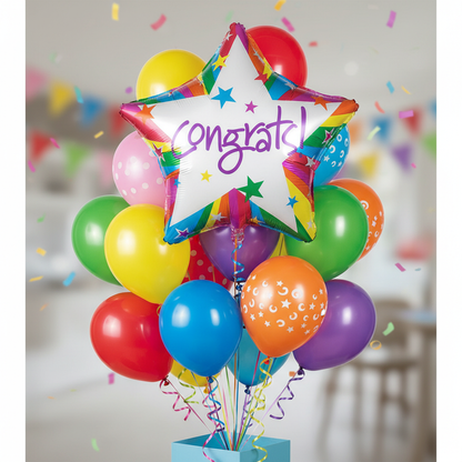 Rainbow Congrats Balloon - Surprise Gift Bouquet