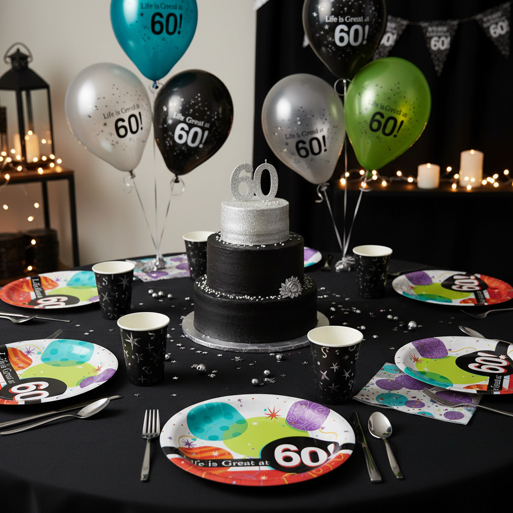 Life is Great at 60 Lunch Plates Full 60th Birthday Table Setting