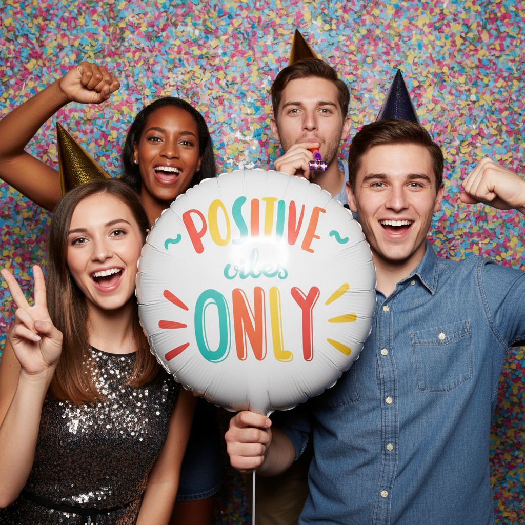 Positive Vibes Only Balloon - Friends Photo Booth