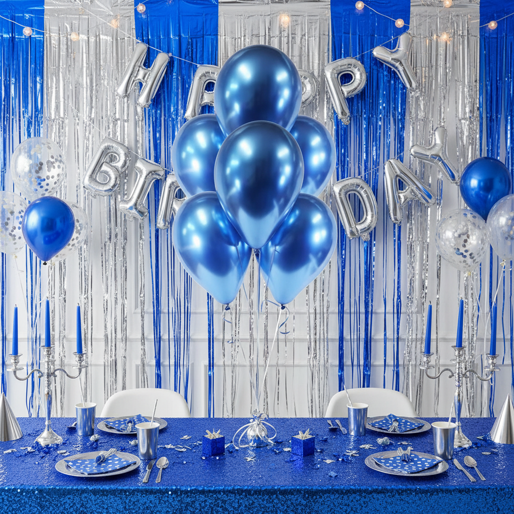 Royal Blue Chrome Balloon - Birthday Party Bouquet
