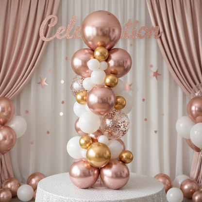 Rose Gold Chrome Balloon - Balloon Column Centrepiece