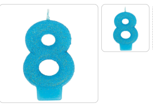 Blue Glitter Number 8 Birthday Candle - 1PC