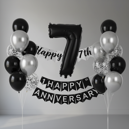 Black Number 7 Balloon - 7th Anniversary