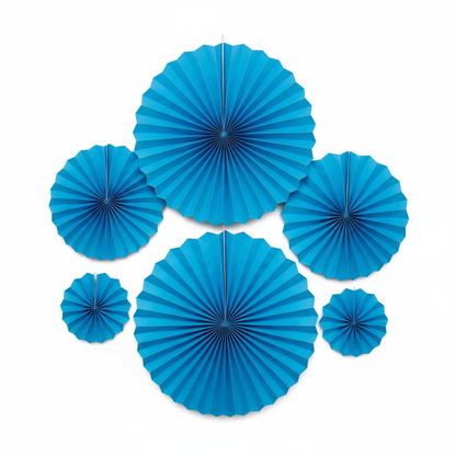 Blue Paper Fan Decoration - Top Down Flat Lay