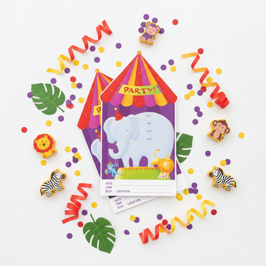 Jungle Animal Jumbo Party Invitations Jungle Flat Lay