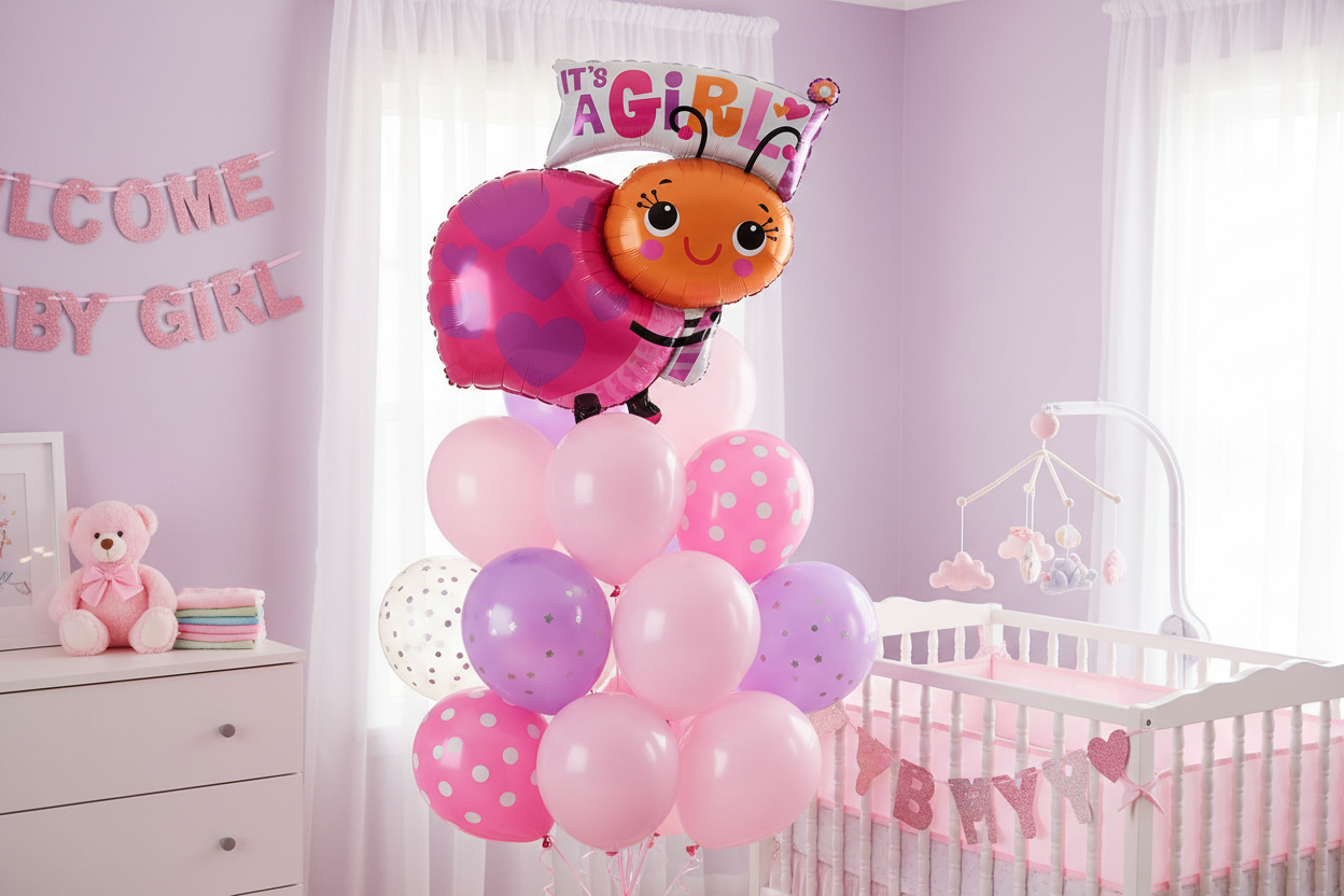 It's a Girl Snail Balloon - Welcome Home Balloon Bouquet