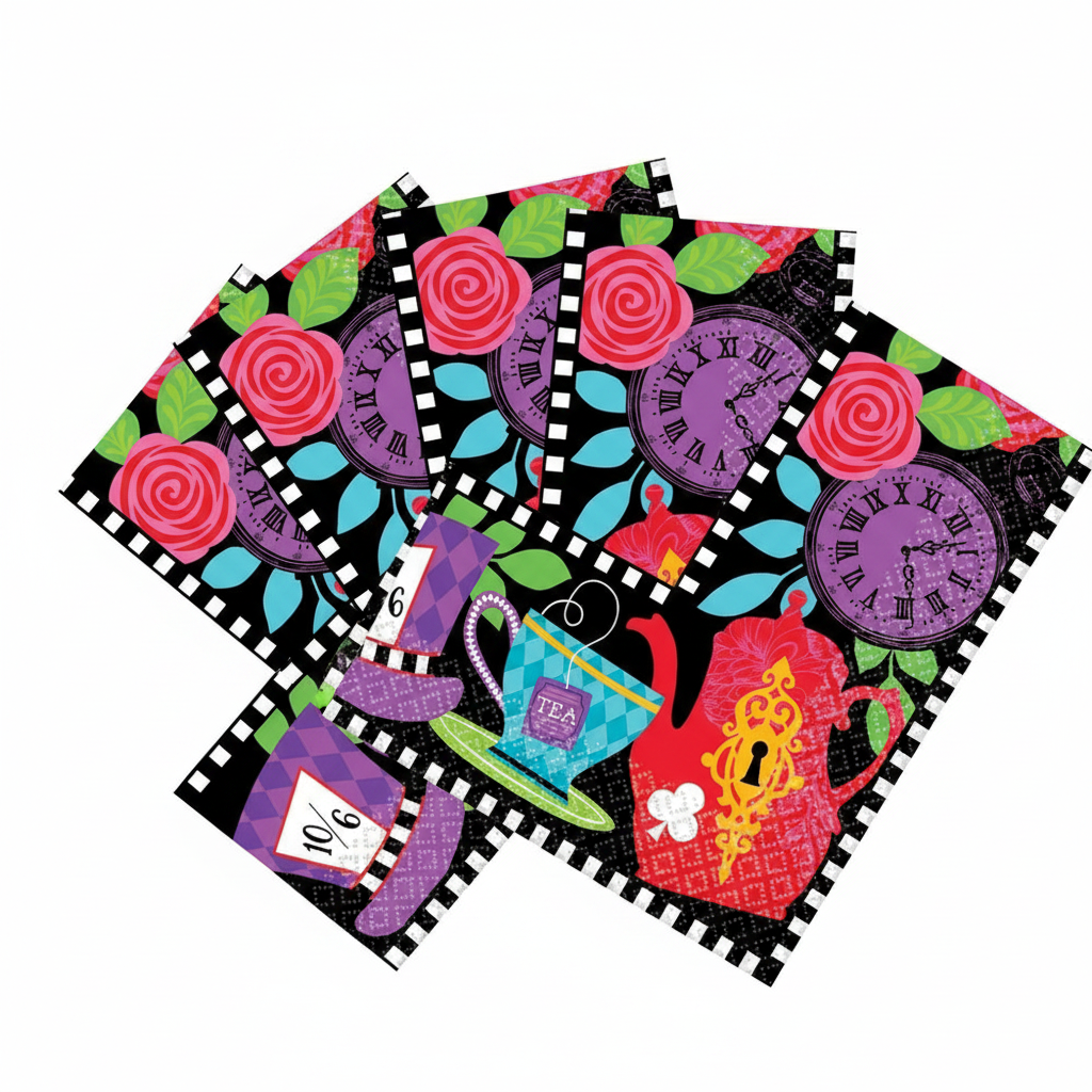 Wonderland tea party napkins close up product shot
