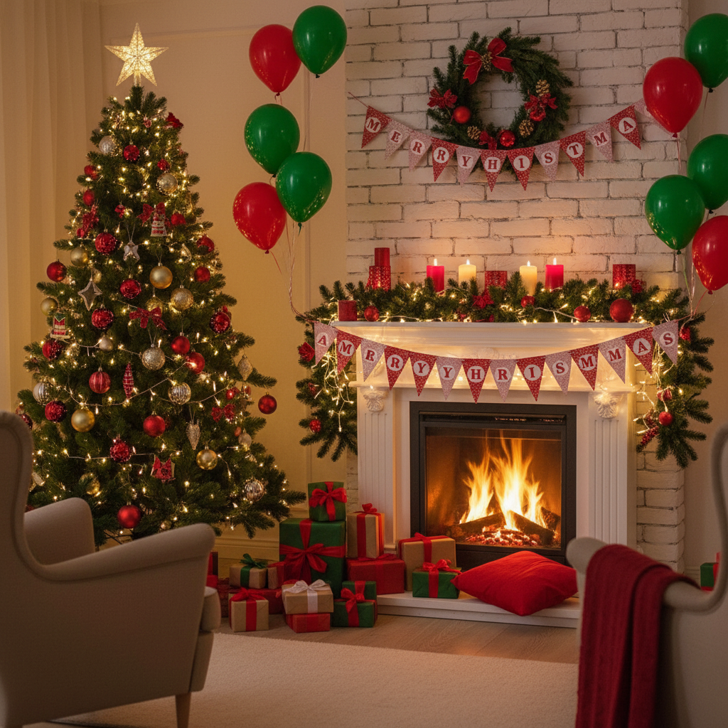 Merry Christmas Bunting Banner - Christmas Home Party