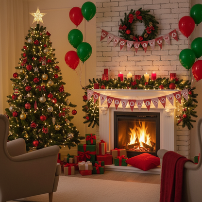 Merry Christmas Bunting Banner - Christmas Home Party