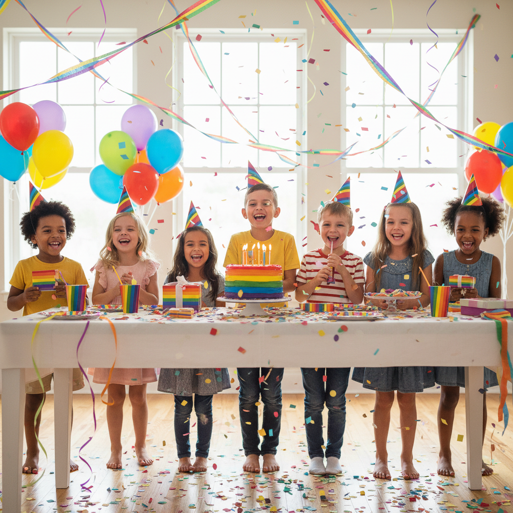Rainbow Cone Party Hats at Rainbow Themed Birthday Party